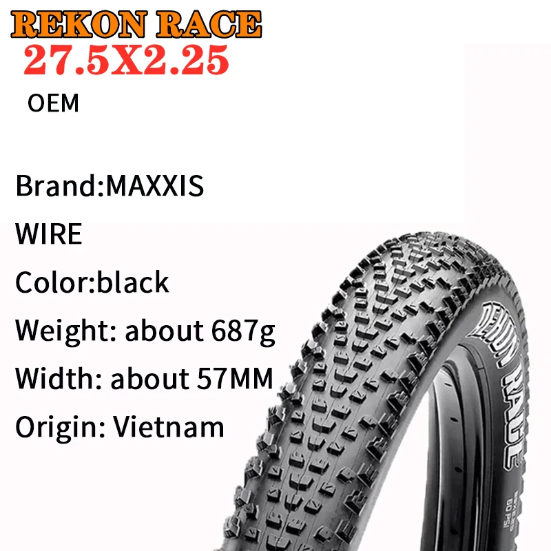 MAXXIS REKON RACE MTB Steel Tire 27.5X2.25 29X2.25 29X2.40 Unfolded is a great choice for dry XC trails and short track racing.