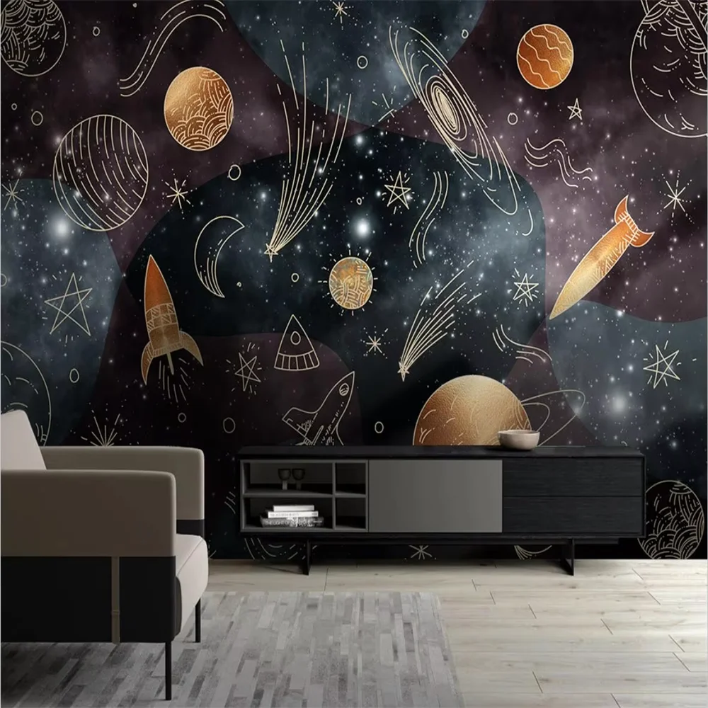 

custom Modern minimalist light luxury starry sky wallpaper living room planet natural bedroom 3D wall print background Stickers