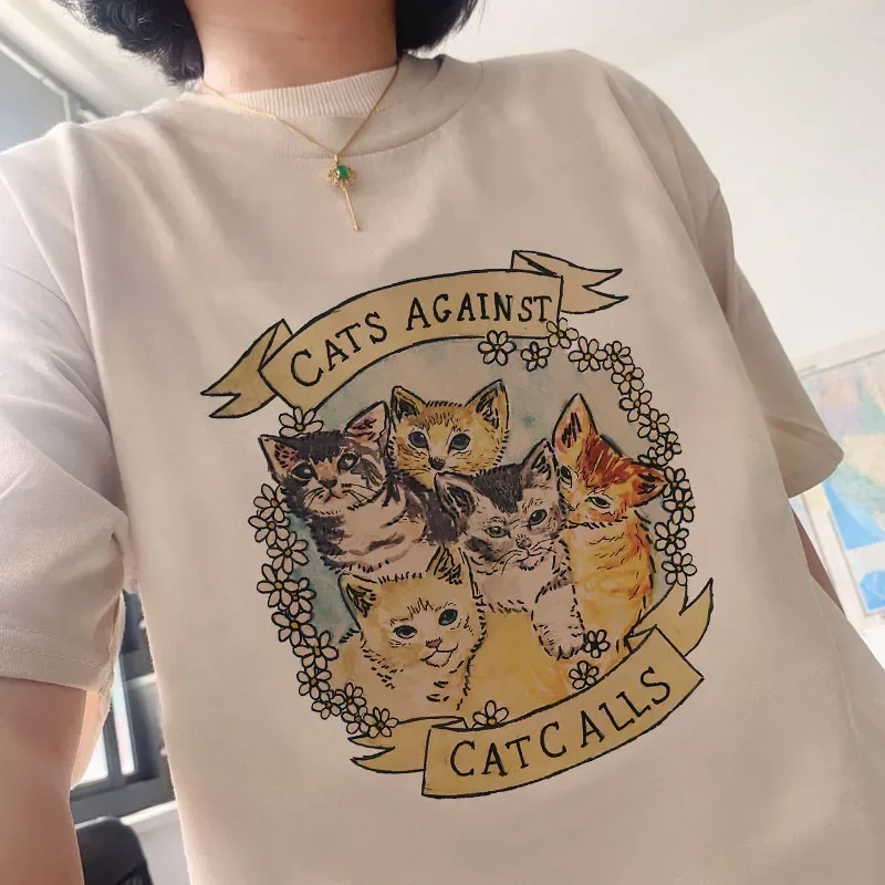 T Shirt Cotton Women Funny Cartoon Cute Cat  Harajuku Ullzang Miyazaki Hayao Tee Studio Ghibli Kawaii Anime Female clothing Tops