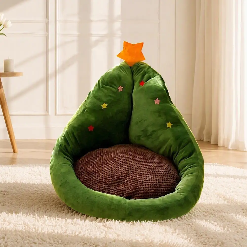 Christmas Tree Shaped Seat Cushion With Backrest, Soft Crystal Velvet Throw Pillow, Comfortable Seat Pad For Living Room