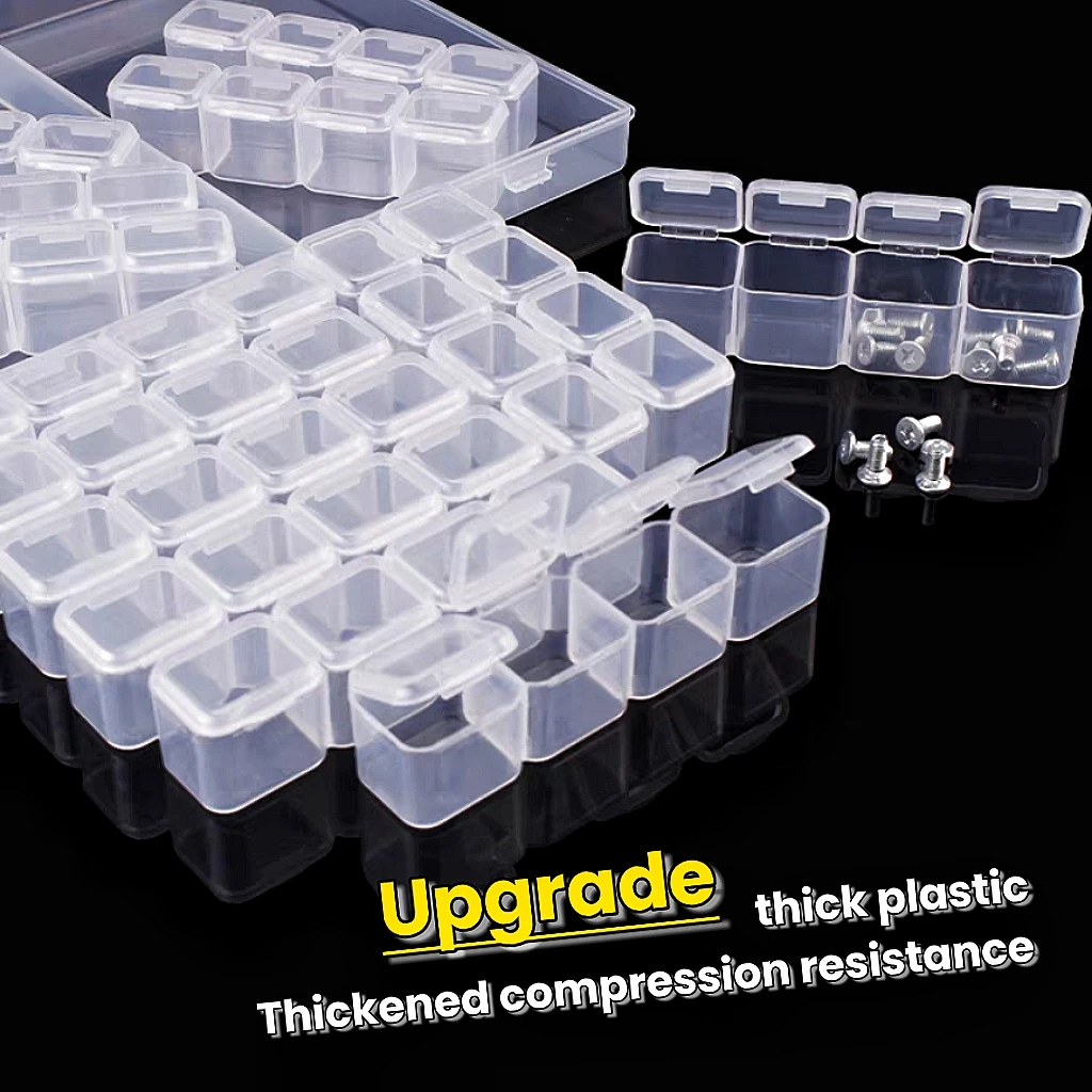 Nail art accessory storage box, detachable 28-compartment plastic transparent PP box for organizing jewelry and small parts, desktop storage box