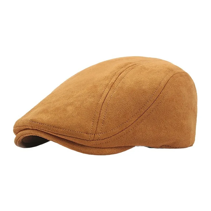 

suede beret hats for men women autumn winter cap solid color vintage elegant