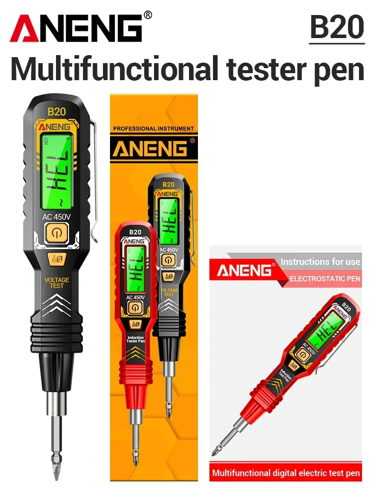 Tweeërlei gebruik Schroevendraaier Voltage Tester Pen ANENG B20 Dubbele Kop Geïsoleerde Ingelaste Kruis Pen Schroevendraaier Reparatie Meter Handgereedschap
