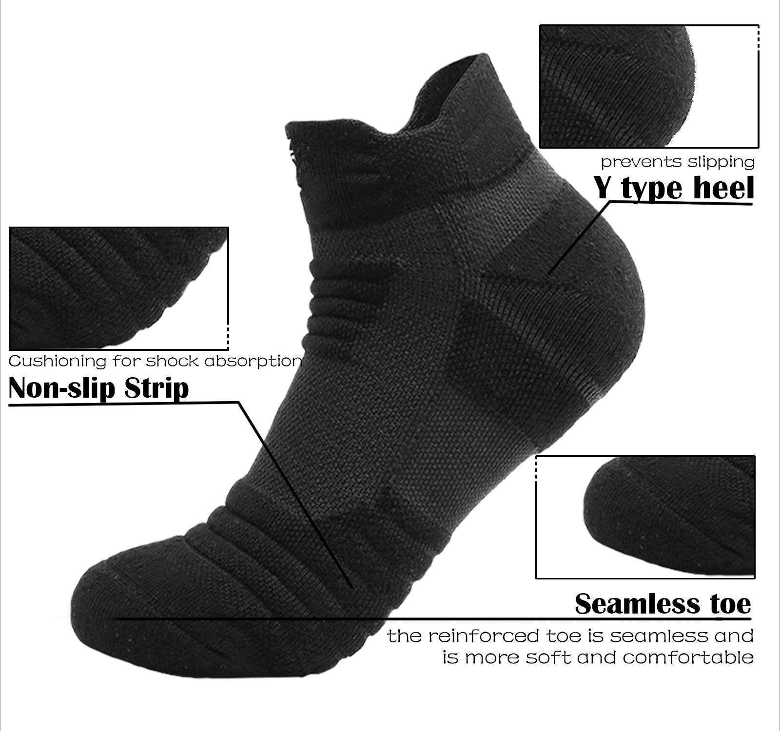 3 أزواج من الجوارب وحقيبة غسيل جورب واحدة، جوارب رياضية سميكة قابلة للتنفس للجري وكرة السلة والمشي لمسافات طويلة والمشي