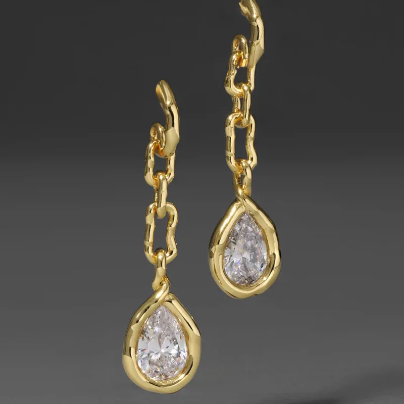 

European and American AB Ghost Design Earrings Copper Plated Real Gold Earrings Fashion Versatile Stud Earrings 925 Silver Needl