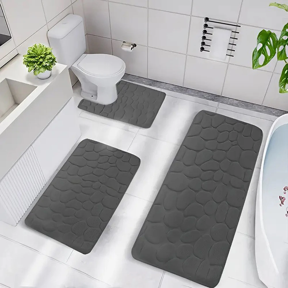 3pcs set Non-Slip Bathroom Rugs Shell Print Bath Mat Sets Soft Absorbent Machine Washable Area Mats Comfortable Anti-Slip Carpet