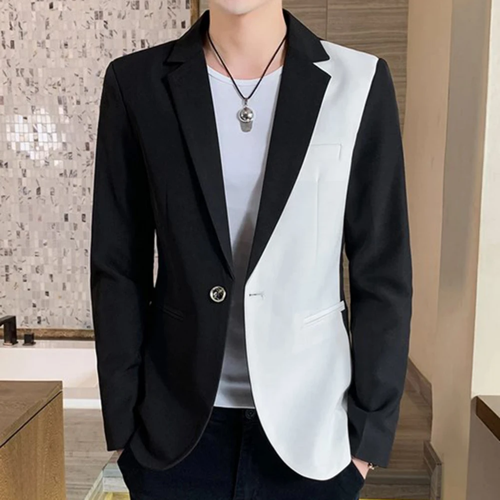 Men Casual Blazer Fashion Jacket Matching Suit Gentleman Singles Club Tops Slim Fit  Tops Streetwear