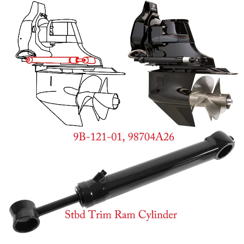 9B-121-01, 98704A26 Stbd Trim Ram Cylinder, Power Trim Replacement for All Mercruiser Bravo I,II, & III Boat Marine Accessories