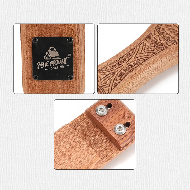 مكافحة السمط خشب متين مقبض مقلاة شواء حربة قابل للتعديل مقاومة للحرارة معزول قبضة التخييم في الهواء الطلق نزهة أداة #3