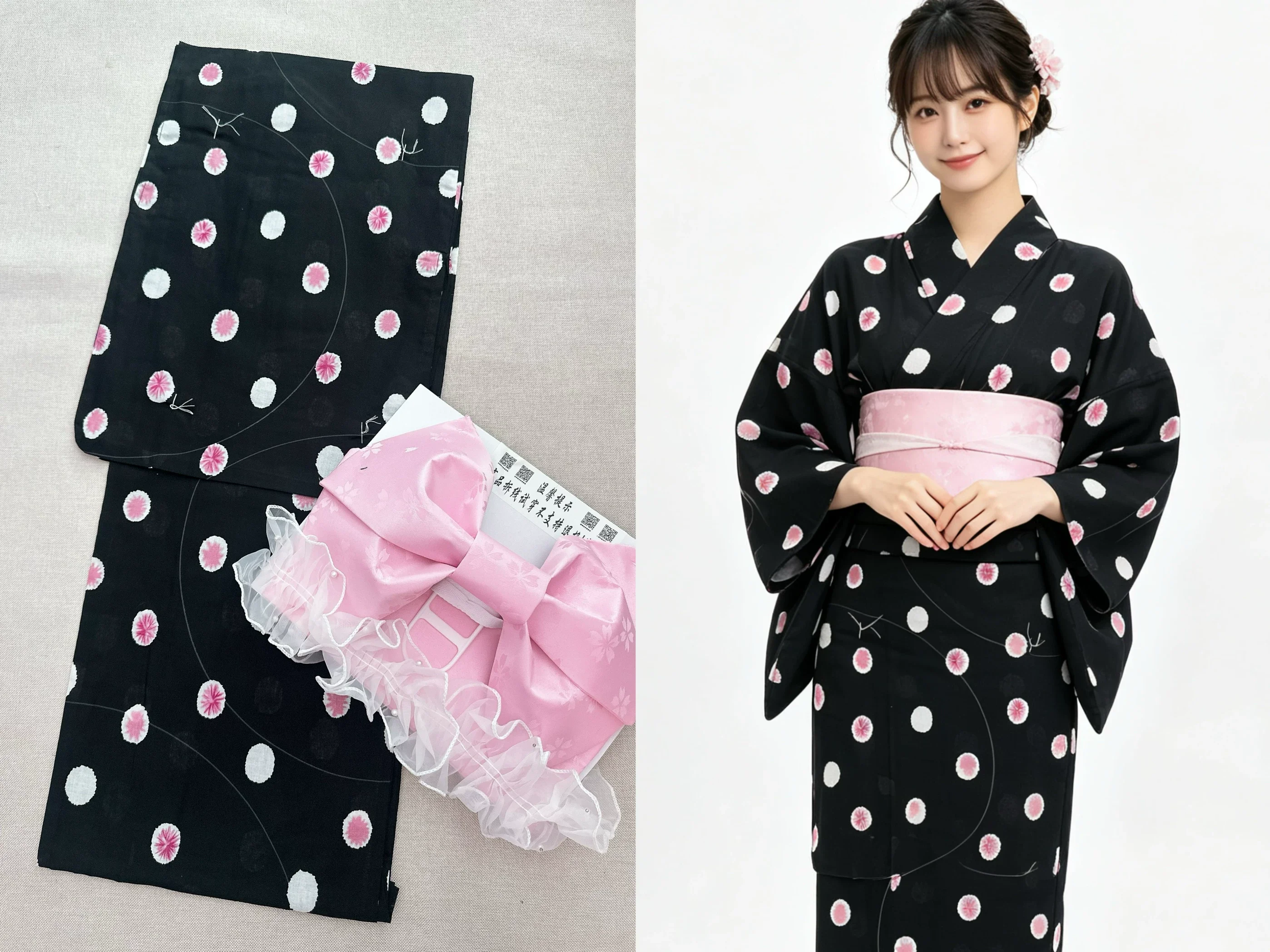 Women's Traditional Japanese Yukata – Cotton Kimono for Travel Photoshoots, Various Floral Designs