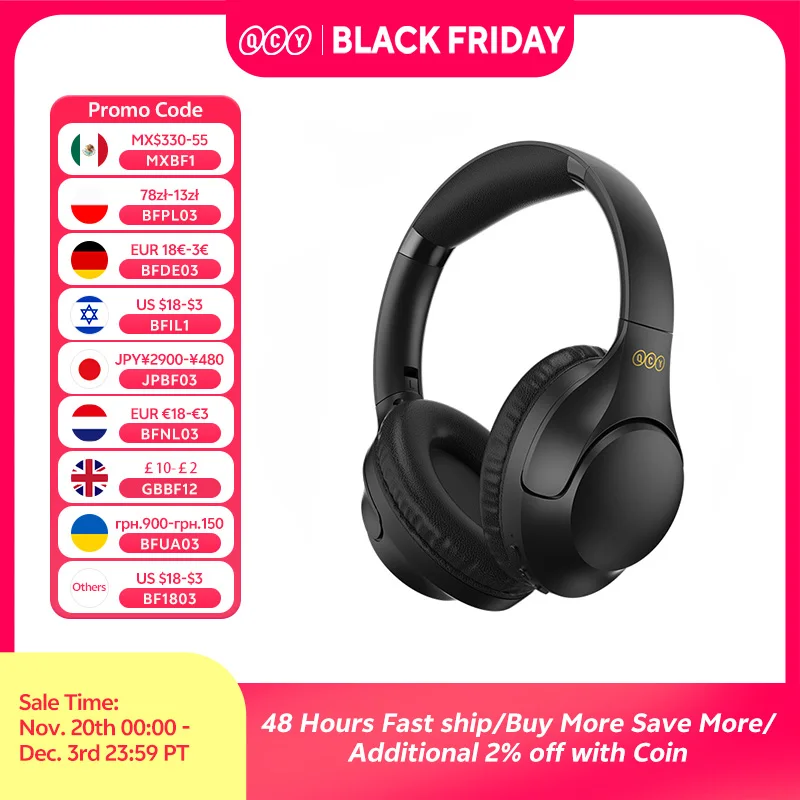 Mới QCY H2 Tai Nghe Không Dây Bluetooth 5.3 Tai Nghe Chụp Tai BASS HIFI Stereo Tai Nghe 78Ms Độ Trễ Thấp Cho Âm Nhạc Chơi Game 60 giờ Ra Chơi