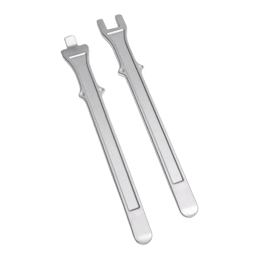 2Pcs Silver Carbon Steel Tire Pry Bar Set Anti Skid Rim Protector For Car Motorcycle Bicycle Wheel Changing Hand Tools