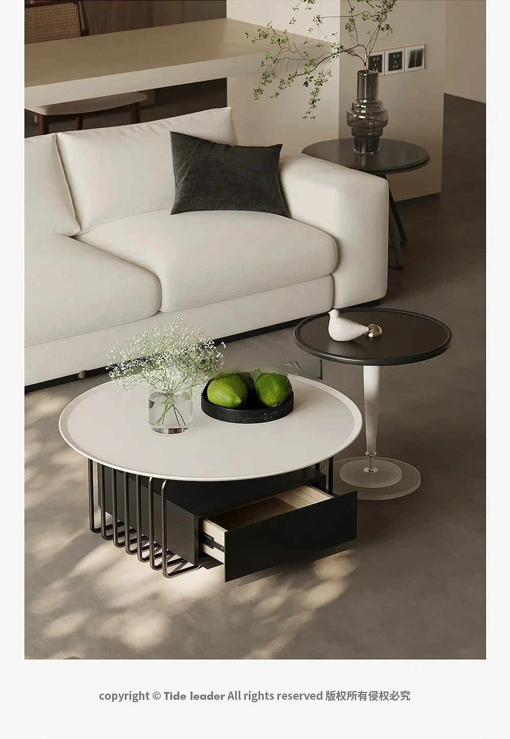 

XL Retro Style Creative Stainless Steel Special-Shaped Combined Tea Table Designer High-Grade round Table