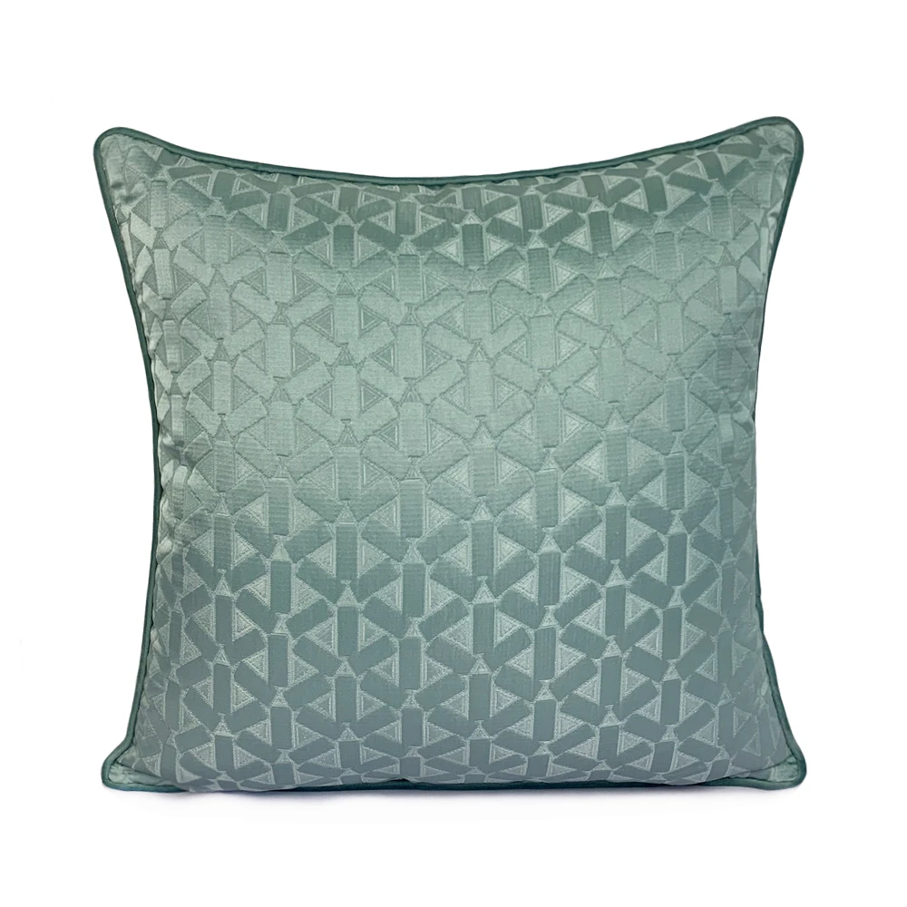 Modern Dark Green Light Blue Geometric Pillow Case Woven Jacquard Velvet Home Cushion Cover Decorative 45x45cm 1 Pc Pack