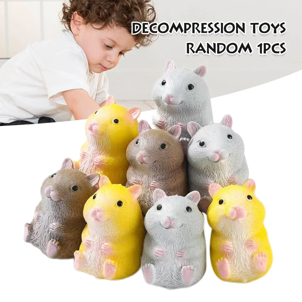 New Cartoon Hamster Shape Squeeze Fitt Decompression Sensor Finger Stress Toy Random Novelty&Amusements Quick Rebound