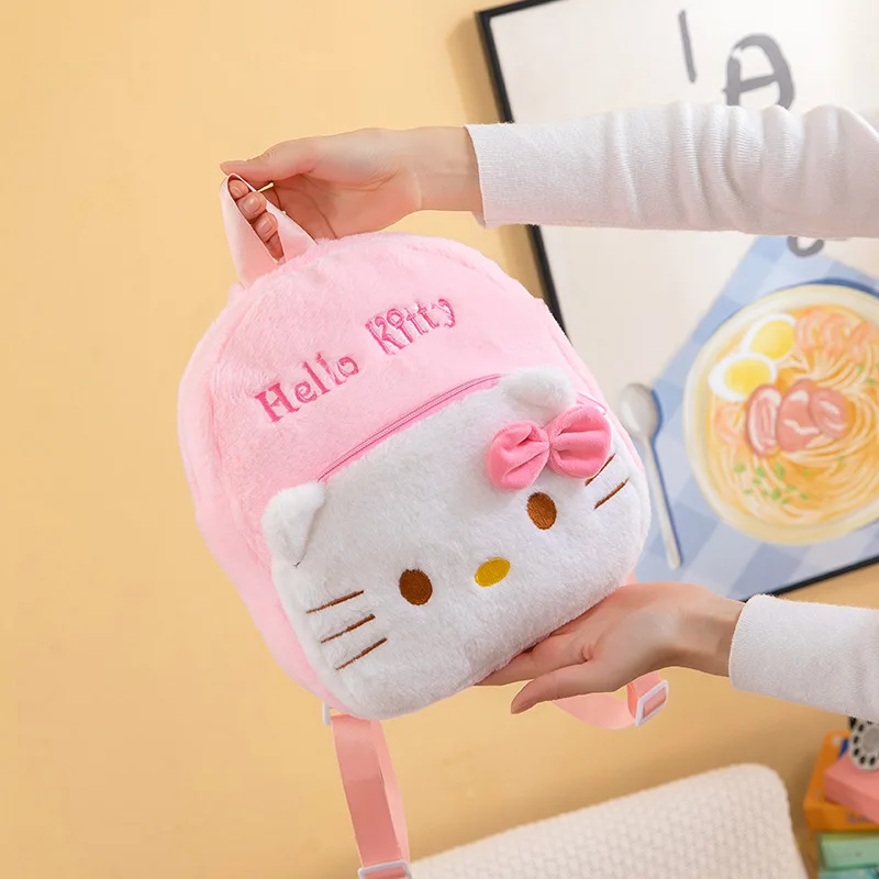 Kawaii Hello Kitty Plush Backpack Cartoon Sanrio My Melody Shape School Bag for Kindergarten Child Anime Backpack