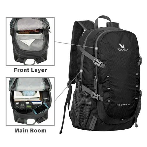 Imagen 2 del producto Mochila de viaje de 40L, impermeable, ligera, plegable, para exteriores, senderismo, Camping, mochila, bolsas traseras de escalada plegables para hombres y mujeres