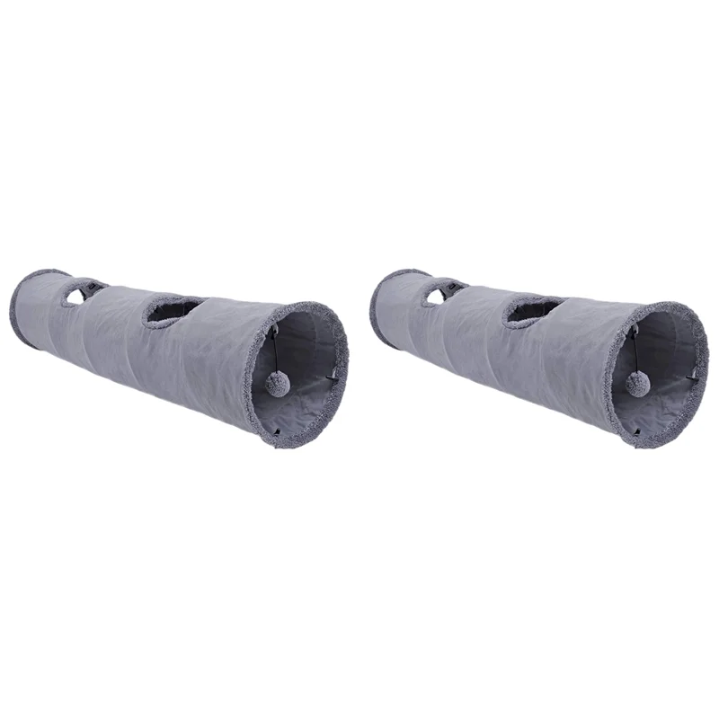 ABHU 2X складной туннель для домашних животных, игрушки для кошек, игровой туннель, прочный замшевый скрытый туннель для домашних животных с шариком, диаметр 12 дюймов