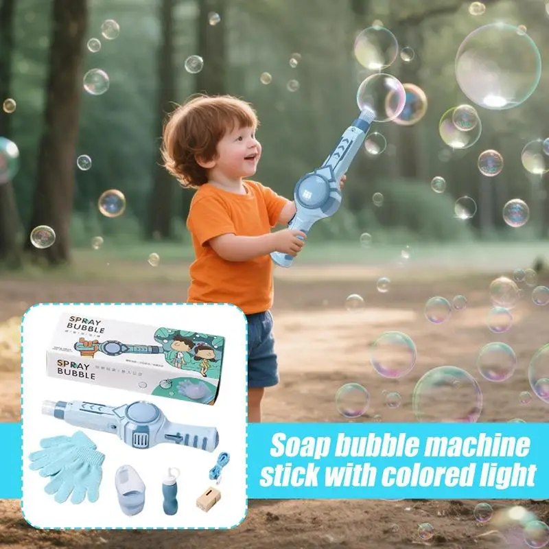 

Bubble Blower Machine Elastic Bubble Fog Wand Interactive Toys With Light And Sound Outdoor Games For Gathering Wedding Birthday