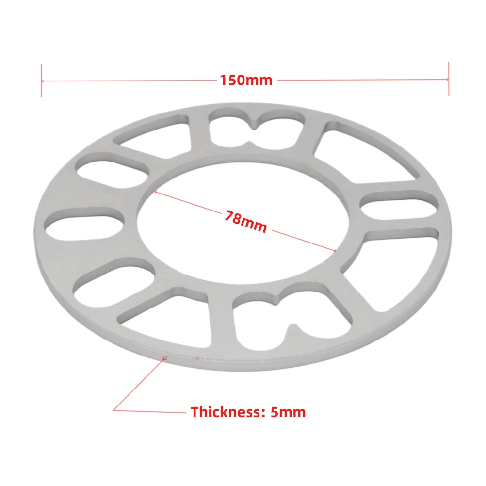 4Pcs Aluminum Universal Car Wheel Spacer Shims Plate 5mm 4 Lug 5 Lug Fit 4x100 4x108 4x110 4x112 4x114.3 5x100 5x110 5x115 5x120