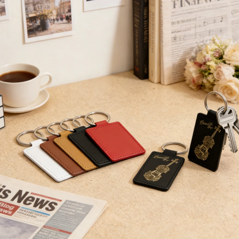 

Personalize Name Logo PU Leather Keychain Women's Men's Bag Laser Customized Room Number Pendant Car Key Chain Ring Holder Gift