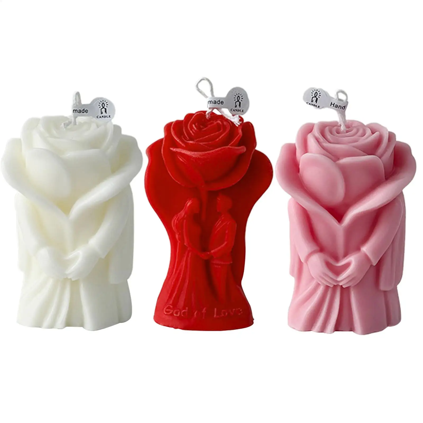 3D Valentine's Day Couples Rose Flowers Candle Mold DIY Aroma Plaster Resin Silicone Molds Handmade Soap Candle Making Supplies