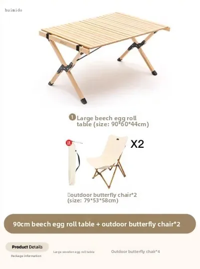 Outdoor Folding Tables and Chairs, Portable Beech Egg Roll Table, Camping Equipment Table and Chair Set, Separate and Fold
