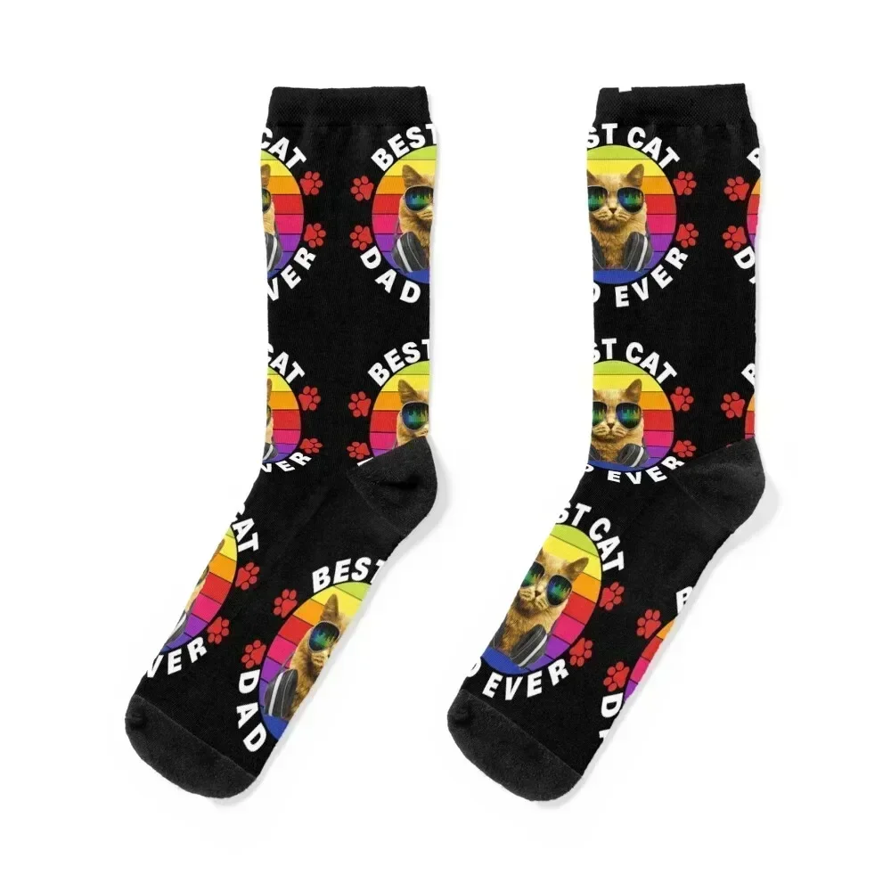 

Best cat dad ever Socks christmas gifts Rugby cycling halloween Mens Socks Women's