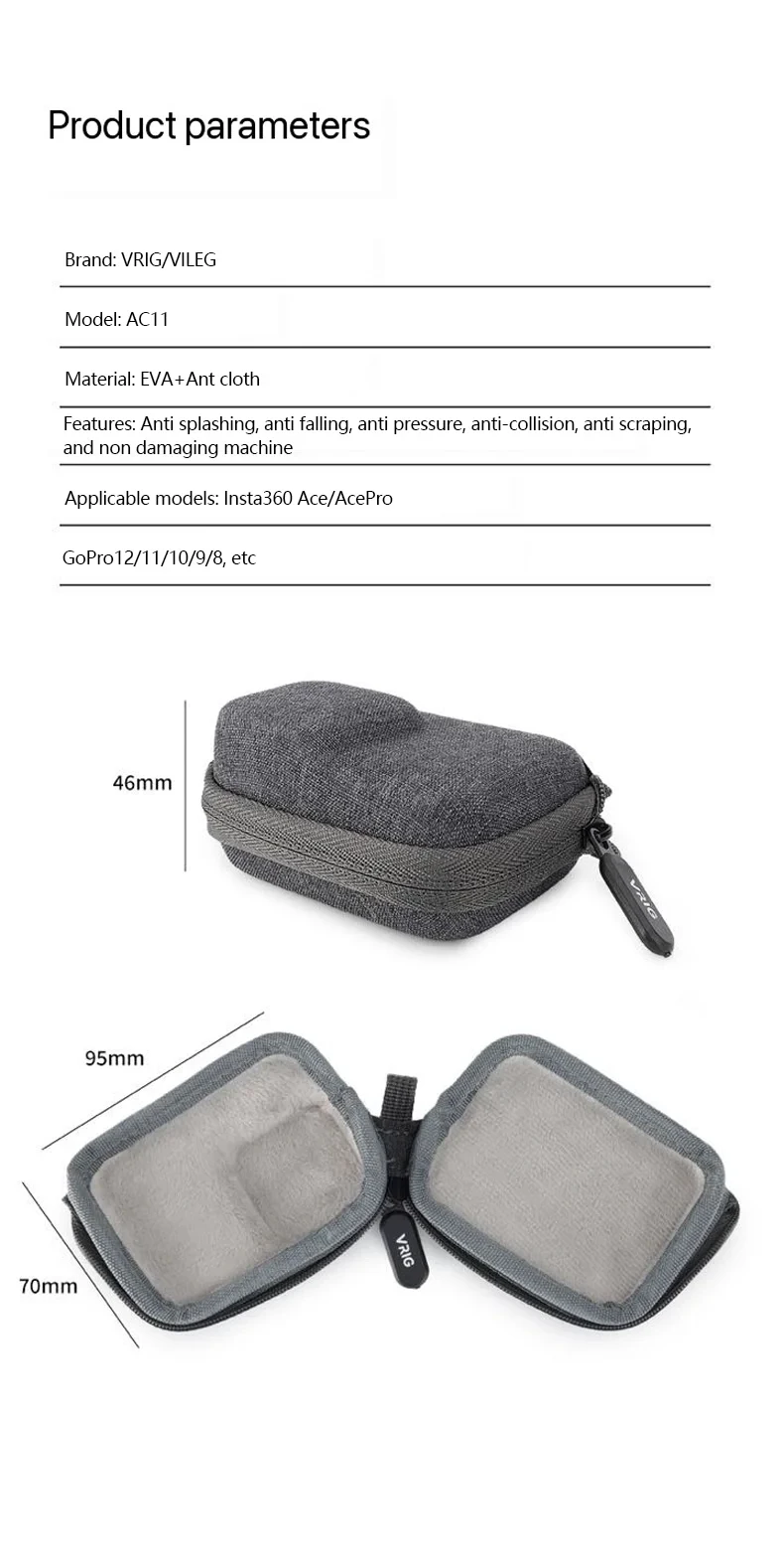 

For Insta360 Ace Pro All-Inclusive Protective Storage Bag Protective Box Sports Camera Bag Accessories