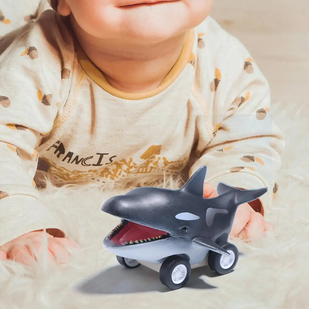 Grote Witte Haai Druk en Gaan Auto Speelgoed Schattige Mini Dolfijn Inertie Auto Speelgoed Montessori Walvishaai Killer Walvis Trek Speelgoedauto