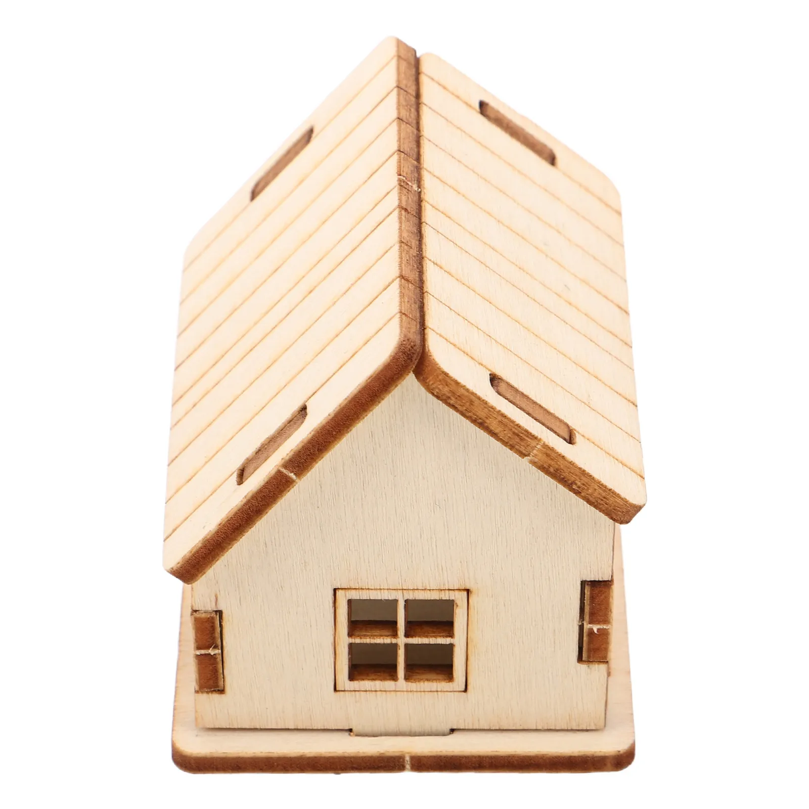 

Miniature Wooden House DIY 3D Puzzle Paintable Blank Wood Cabin Coloring Finished Sand Table Wooden House Decor