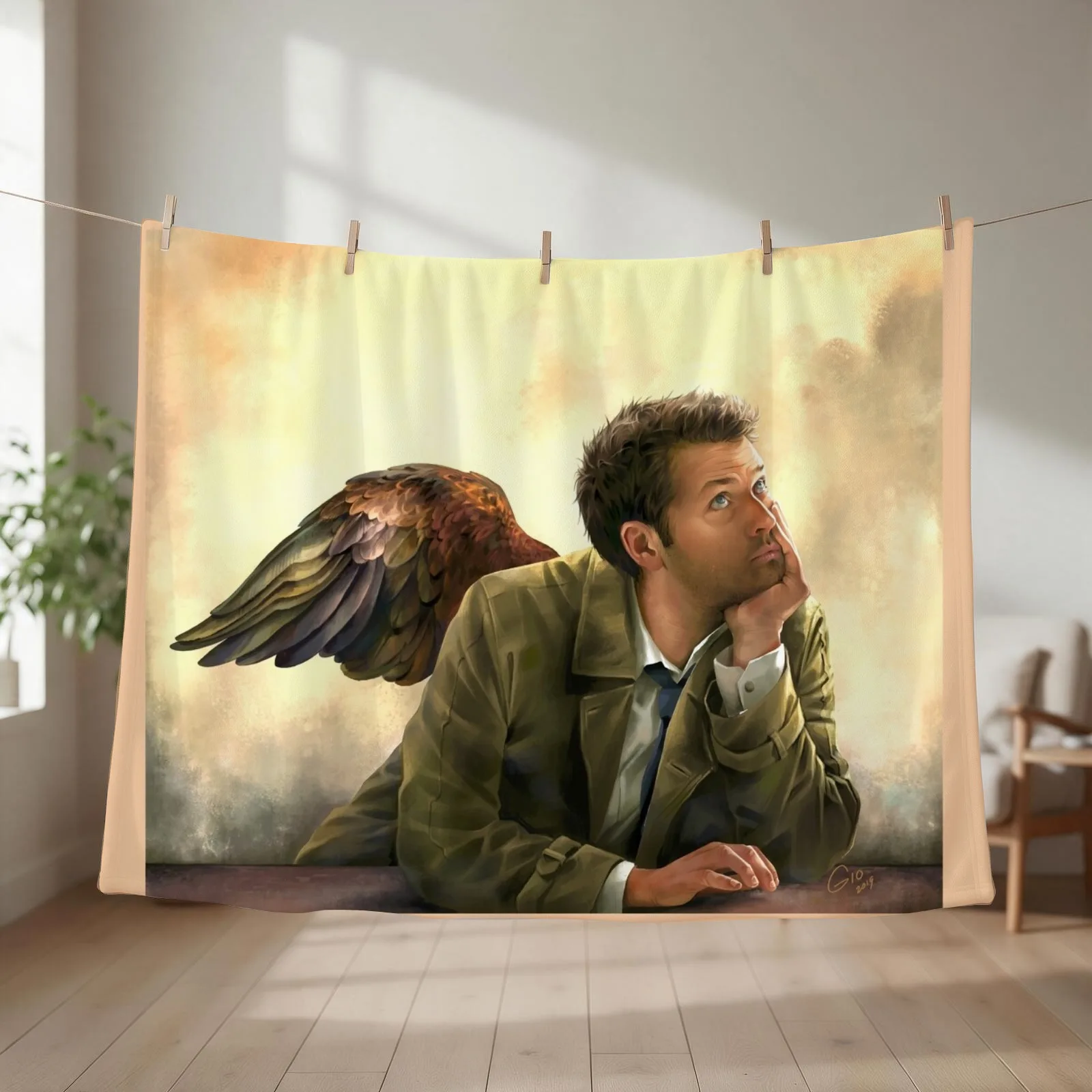 Castiel Renaissance style Throw Blanket couch cozy soft plush fuzzy picnic outdoor blanket