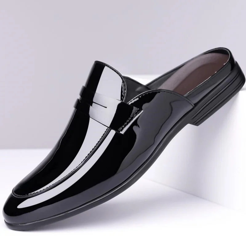 

Brand Men's Shoes Luxury Leather Slippers Fashion Baotou Half Slippers for Men Business Dress Slippers Casual Loafers Man Shoes