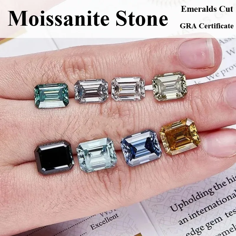 

Moissanite Stone Emeralds Cut VVS1 Charms DIY Beads for Jewelry Making Pendant Materials with Certificate