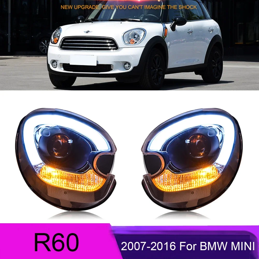Car Accessory For MINI Countryman R60 Headlights 2007-2016 Head Lamp Fog Lights Day Run Light DRL H7 LED Bi Xenon LENS R60