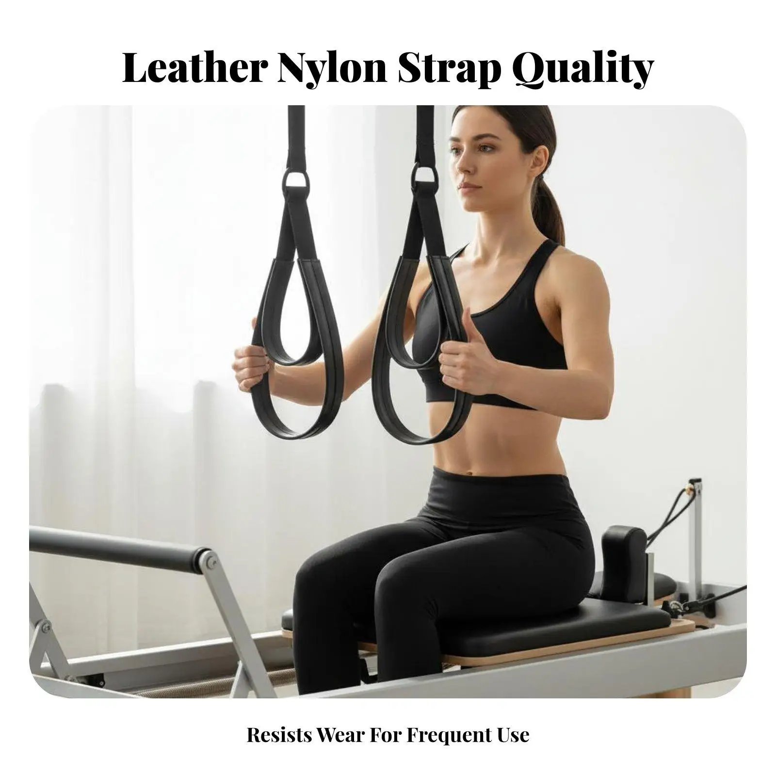Pilates Reformer Foot Straps Construction Double Loop Pilates Straps Universal Fit Reformer Machine Ankle Cuffs for Home Gym