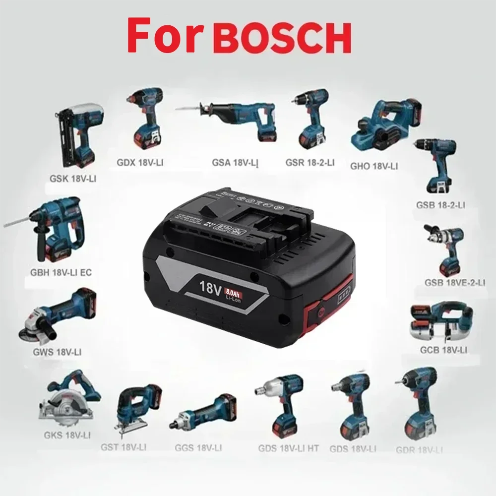 Pro 18V baterii Bosch, elektrickou baterii Bosch 6,0-8,0Ah, kompatibilní s baterií Bosch řady 18V GSR180 GBH180 GSB180 - náhled 4