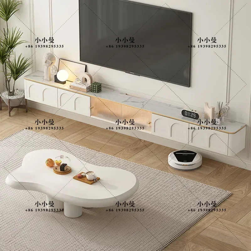 Light luxury suspended sintered stone panel minimalist modern living room and home hanging bedroom TV cabinet