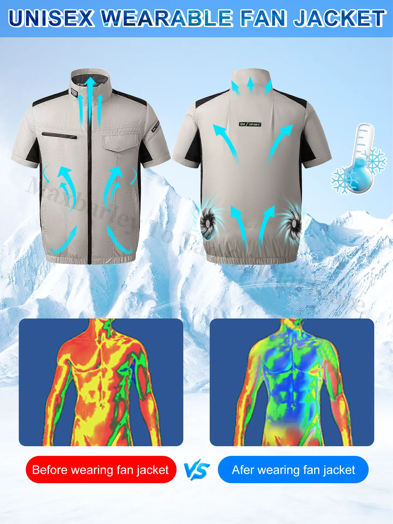 الرجال النساء الصيف التبريد قصيرة الأكمام قميص لصيد السمك مع مروحة USB في الهواء الطلق لحام تكييف الهواء سترة زوجين ارتداء نسيم التكنولوجيا 2025 #2