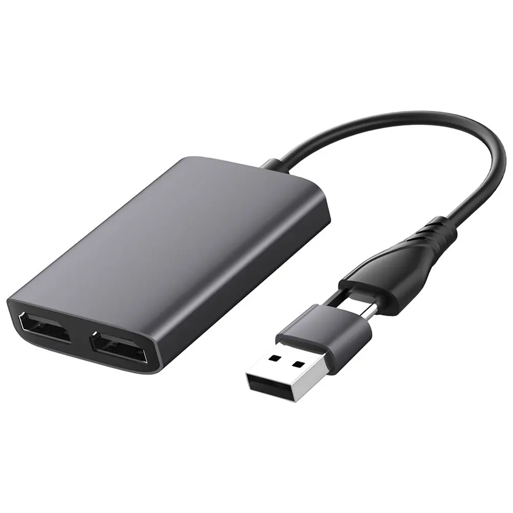 USB 3.0 Type-C to Dual Adapter 1080P 60Hz High Definition Display Converter Plug and Play for Laptop Tablet Dual Monitor