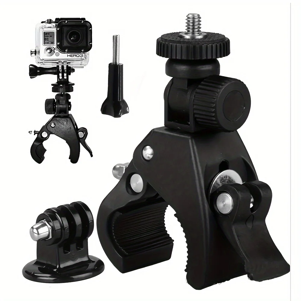 Sports Camera Car Pole Fixing Clip DJI GoPro Bicycle Motorcycle Riding Bracket With Adapter