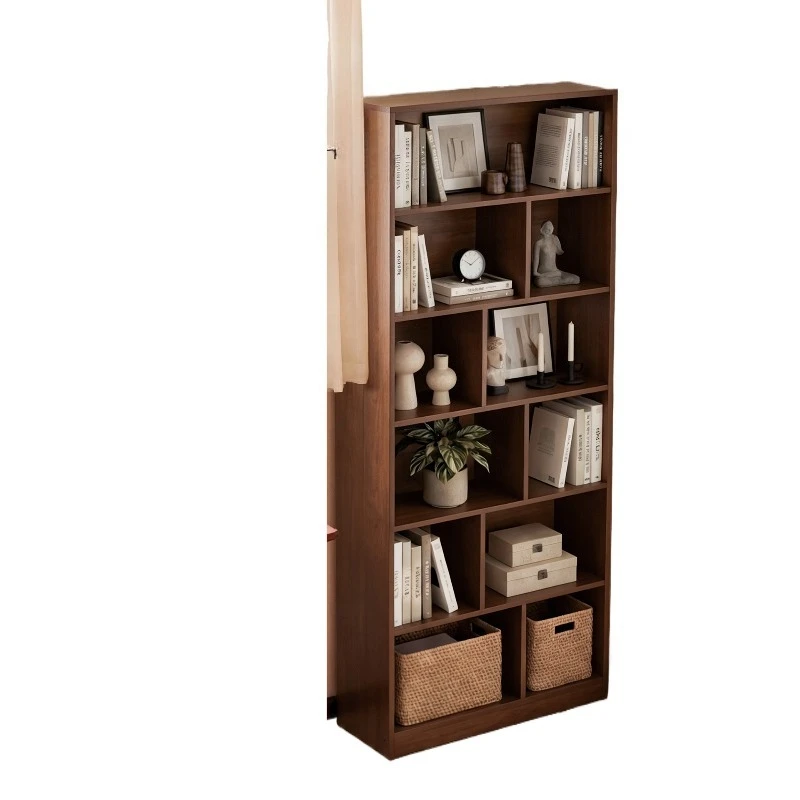Bookshelf integrated against the wall Bookcase Locker Side cabinet Antique lattice shelf Multi-layer storage rack