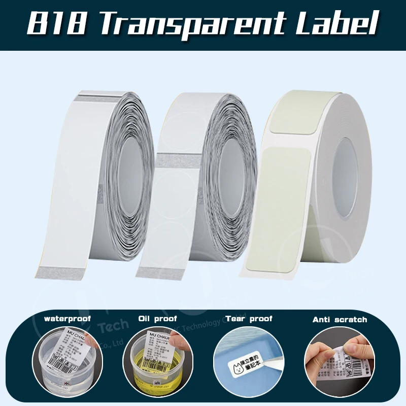 NIIMBOT 【 B18 Transparent 】 Heat Transfer Label Machine Adhesive Printing Paper Resistant to High and Low Temperature Waterproof