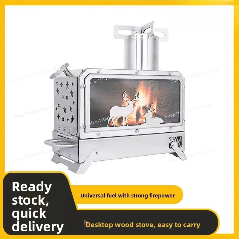 Portable Camp Stove - Multi-Fuel Tabletop Design for Outdoor Cooking