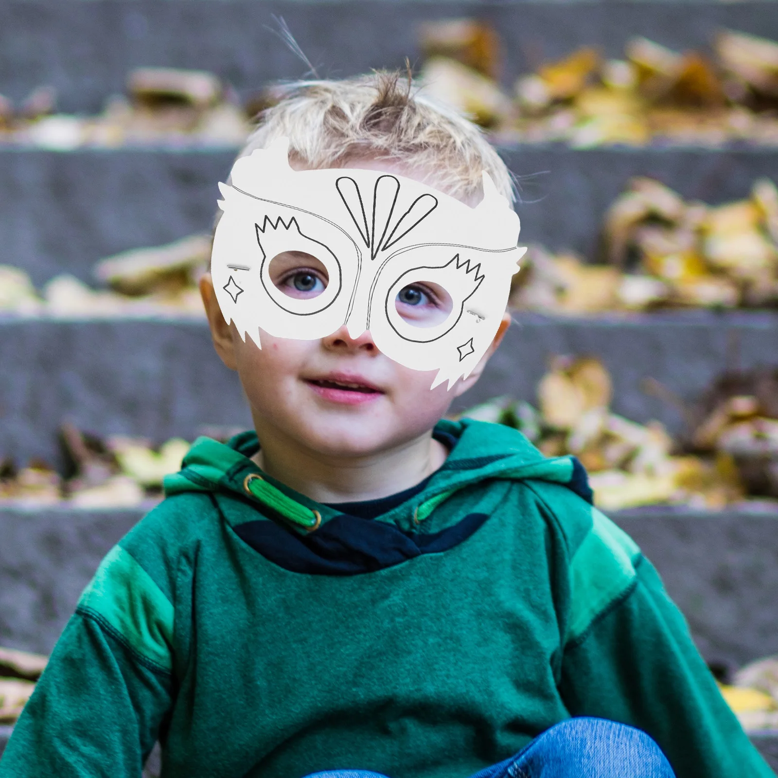 

10pcs Graffiti Masks Owl Shaped DIY White Paper Mask Blank Unpainted Kids Coloring Safe Materials Family Activities Handcraft