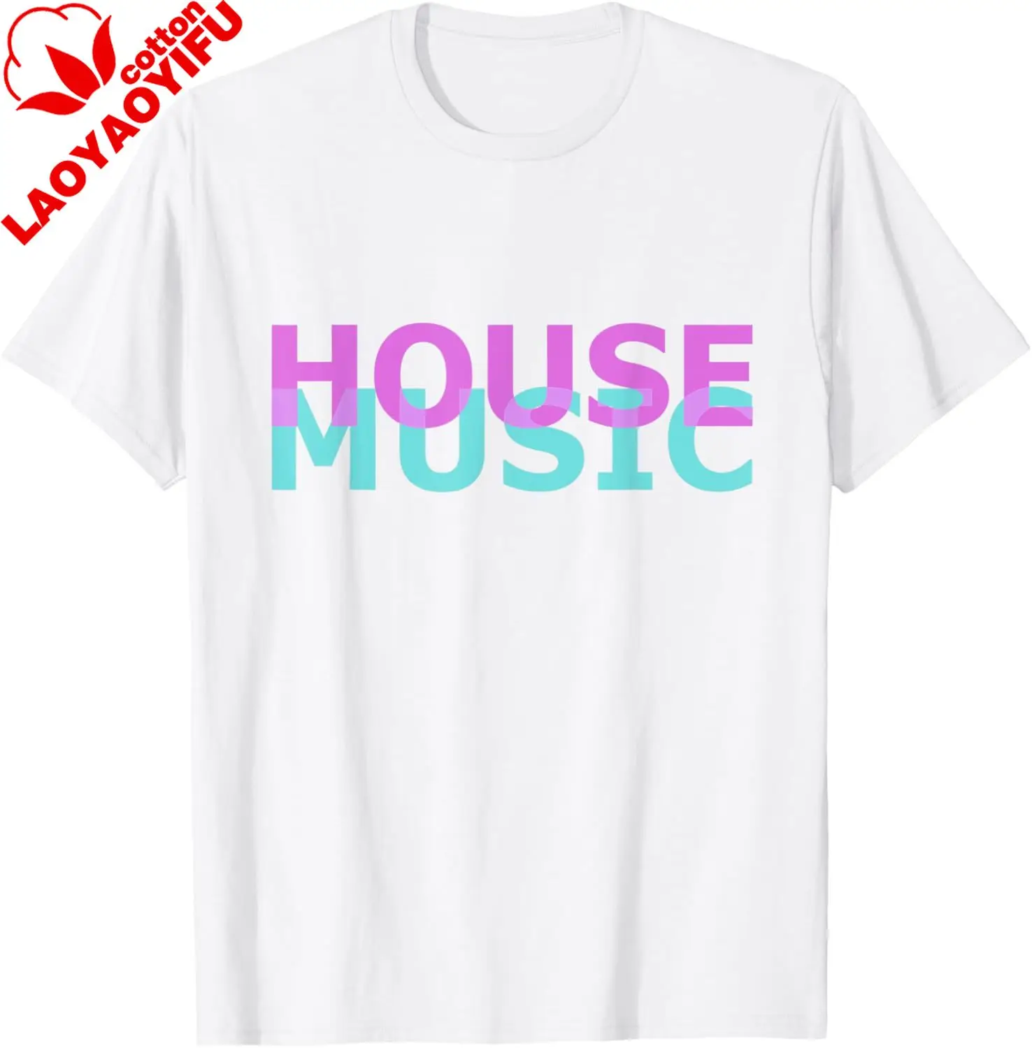 House Music - Trippy Glitch House Music EDM Rave T-Shirt Casual Personalized Clothing Cotton Short Sleeve Tee