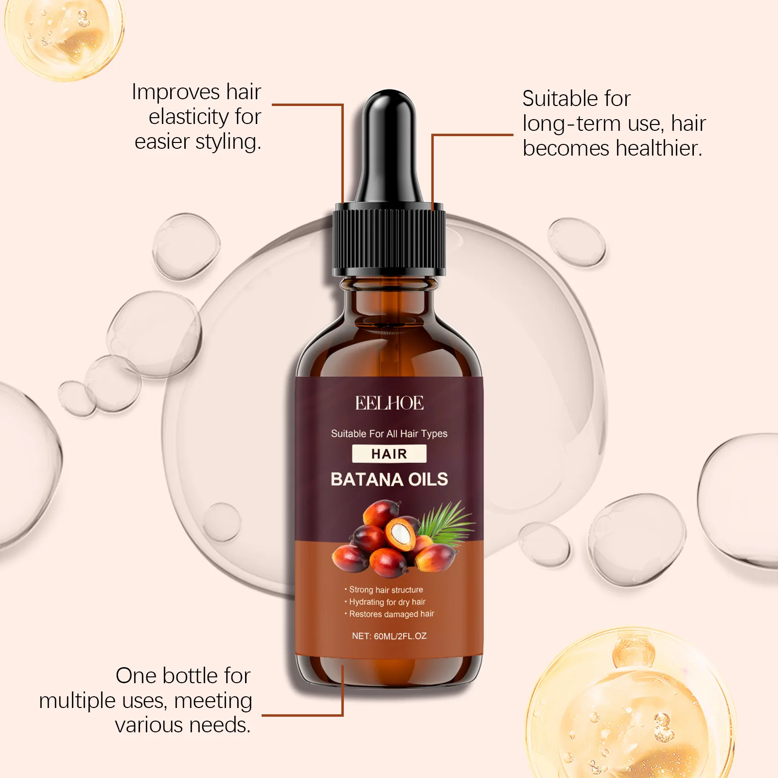 イールホー バタナ ヘアケア エッセンシャルオイル より太く、増毛、瞬間的な質感とボリューム、頭皮マッサージ、育毛エッセンス