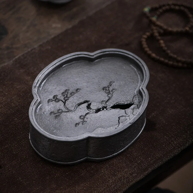 400ml Tin Tea Tray / Teapot Holder / Water Storage Tray with Patterns, Chinese style Gift, high-end for home use/Camping Tea Set