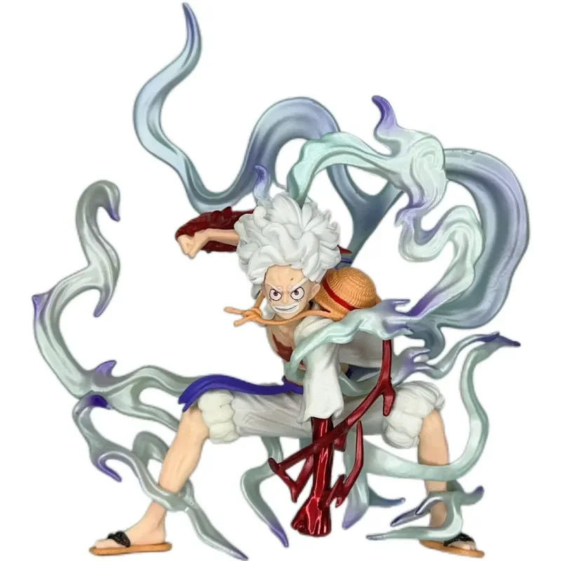 One Piece Nika Ruffy Five Gear Flame Actionfigur – Anime-Sammelmodell, Spielzeug, Kampfhaltung, Zubehör für Sammler