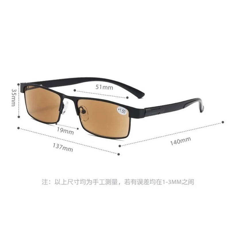 Fashion Reading Glasses Color Changing Metal Frame for Men Chameleon Eyeglasses with Presbyopia +1.0 To + 4.0 Men Glasses